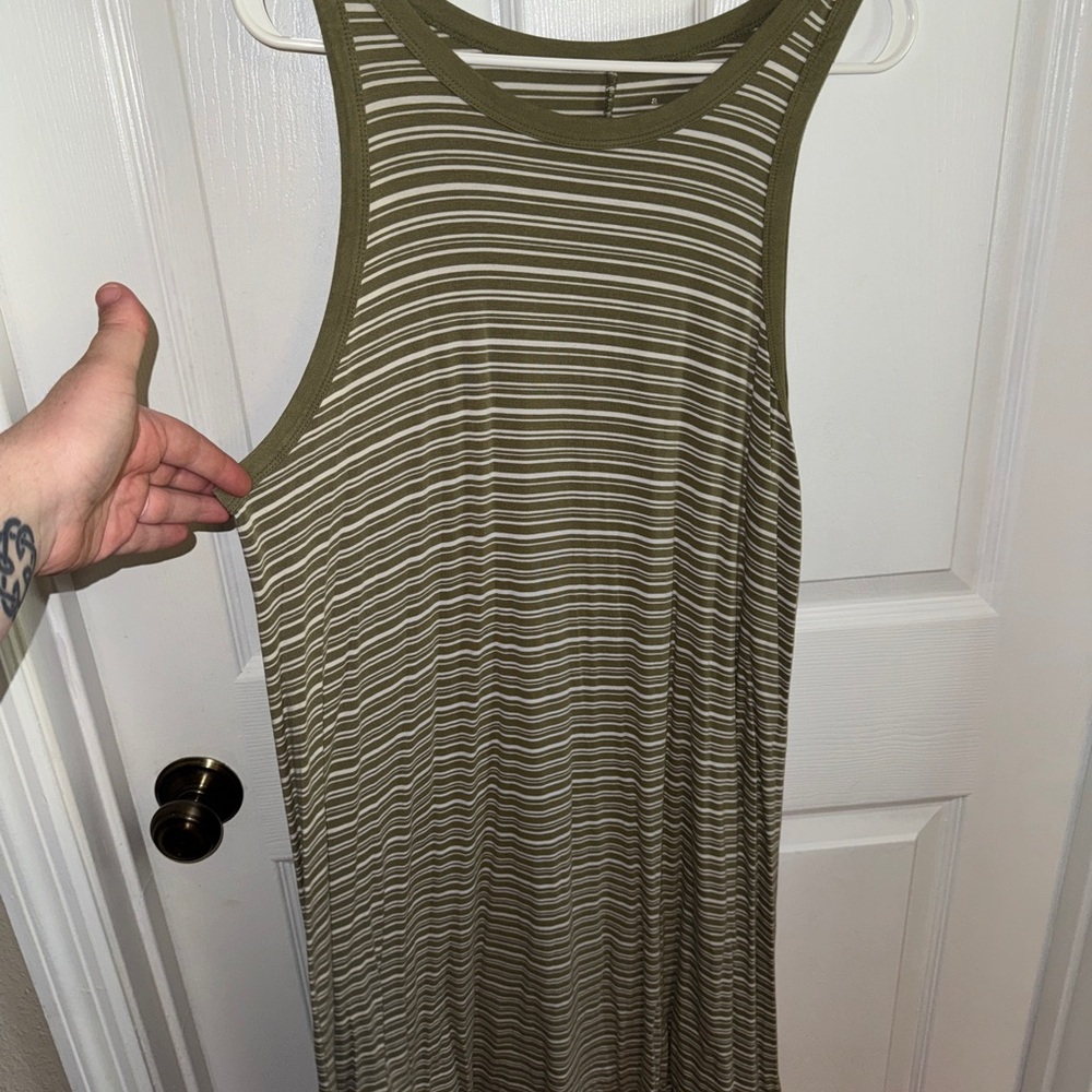 A New Day Olive and White Striped Dress